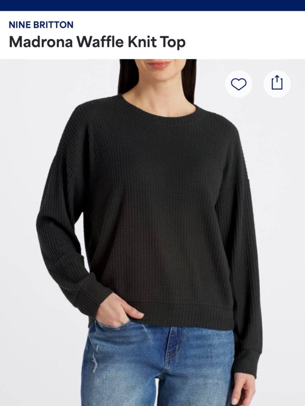 Nine Britton Black Waffle Knit Top